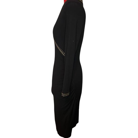 EUC Elegant Cache Black Formal Wrap Dress Sparkle Rhinestone Women's Size XS - Picture 4 of 5